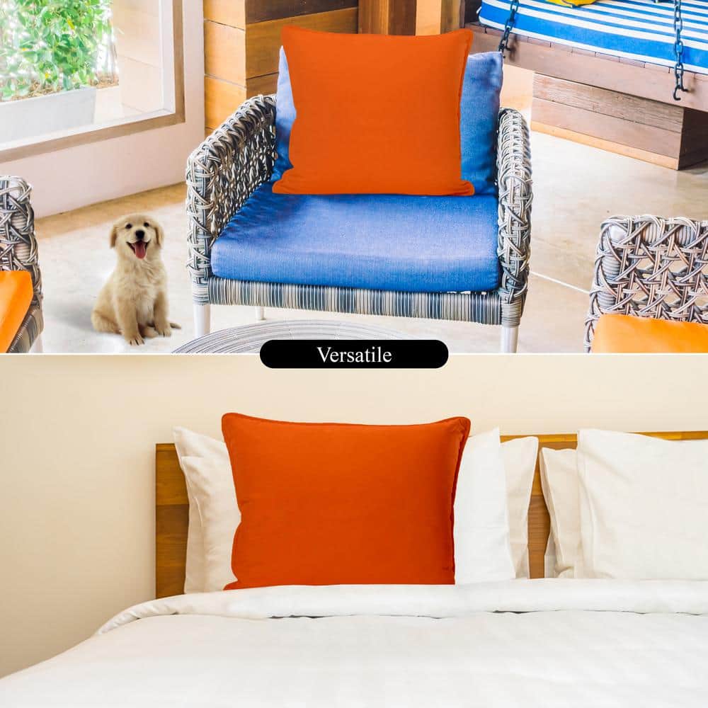 Burning Orange 22" Waterproof Outdoor Pillow Covers Set