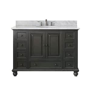 Thompson 49 in. W x 22 in. D x 35 in. H Vanity in Charcoal Glaze with Marble Vanity Top in Carrera White with Basin