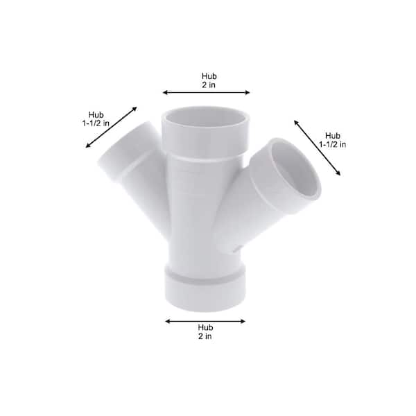 NIBCO 2 in. x 1-1/2 in. PVC DWV 45-Degree Hub x Hub Double