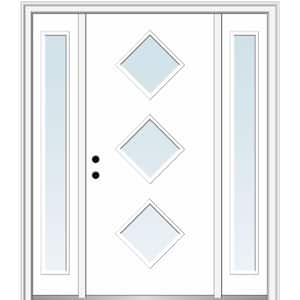 64.5 in. x 81.75 in. Aveline Right-Hand Inswing 3-Lite Clear Low-E Painted Fiberglass Prehung Front Door w/ Sidelites