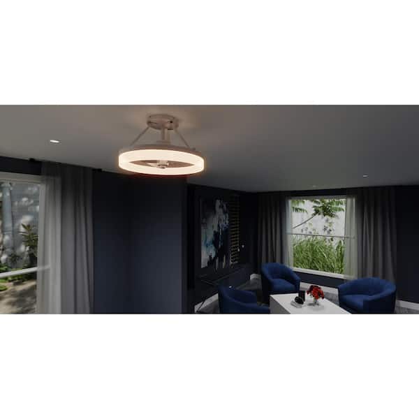 Cohen 19.75 in. LED Indoor Brushed Nickel Ceiling Fan with Remote