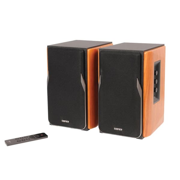 Edifier 42-Watt Amplified Bluetooth Professional Bookshelf Speakers with Remote in Brown 2 Count