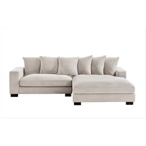 Payan 102 in. Square Arm 2-Piece Polyester L-Shaped Sectional Sofa in Ivory with Chaise