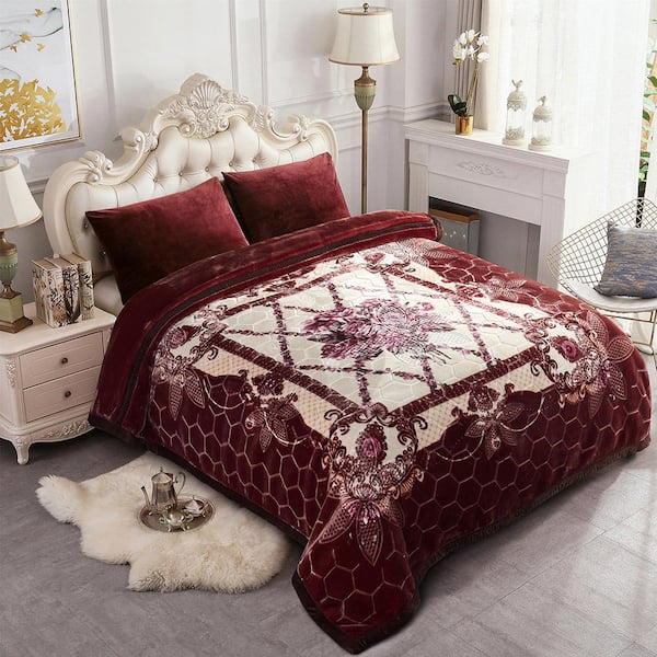 Buy Shopclix Red Polyster Solid Double Bed Mink Ac Blanket For
