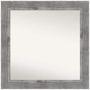 Bridge Grey 32 in. x 32 in. Non-Beveled Farmhouse Square Wood Framed Wall Mirror in Gray