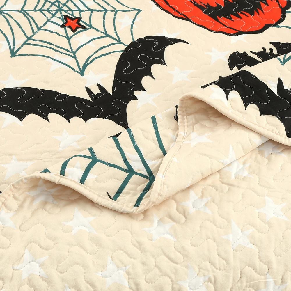 Twin Black and Orange Microfiber Reversible Kids Quilt Set