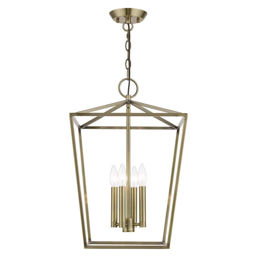 Devone Antique Brass Mini Square Frame Chandelier