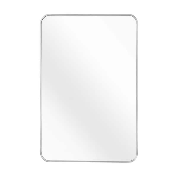 BELLA 30 in. W x 36 in. H Rectangular Aluminum Framed Wall-Mounted Bathroom Vanity Mirror in Brushed Nickel