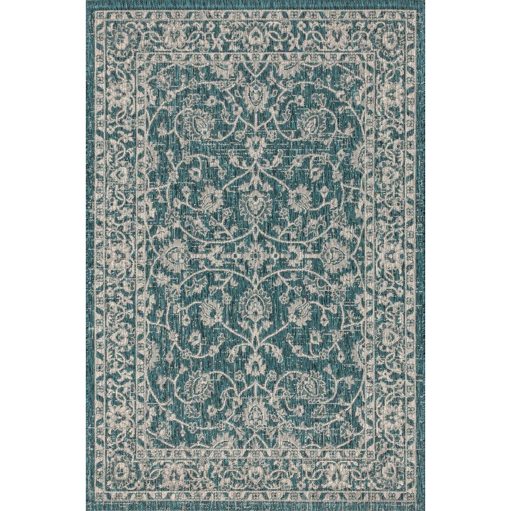 Elegant Charcoal and Light Gray 9' x 12' Handwoven Indoor/Outdoor Rug