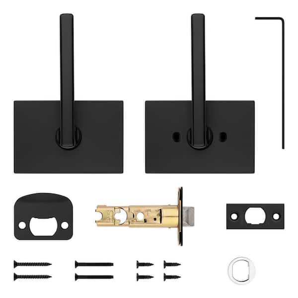 Kwikset Halifax Rectangle Rose Matte Black Passage Hall/Closet