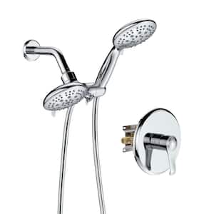 Single-Handle 6-Spray 4 in. Round Double Rain Shower Faucet in Chrome (Valve Included)