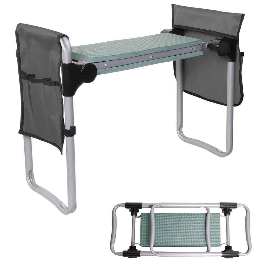 Garden Kneeler and Seat with 2 Tool Bags Pouches, Foldable Garden Stool wit