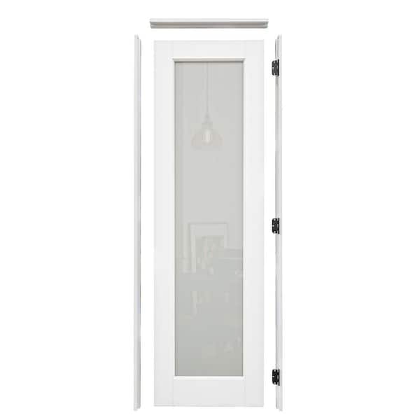ARK DESIGN 24 in. x 80 in. 1-Lite Frosted Glass Left-Hed White Solid Core MDF Interior Door Kit w/ Quick Assemble Jamb w/Flat Jamb