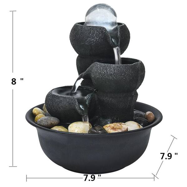 Watnature 8 in. Resin Little Water Fountain, 3-Step Small