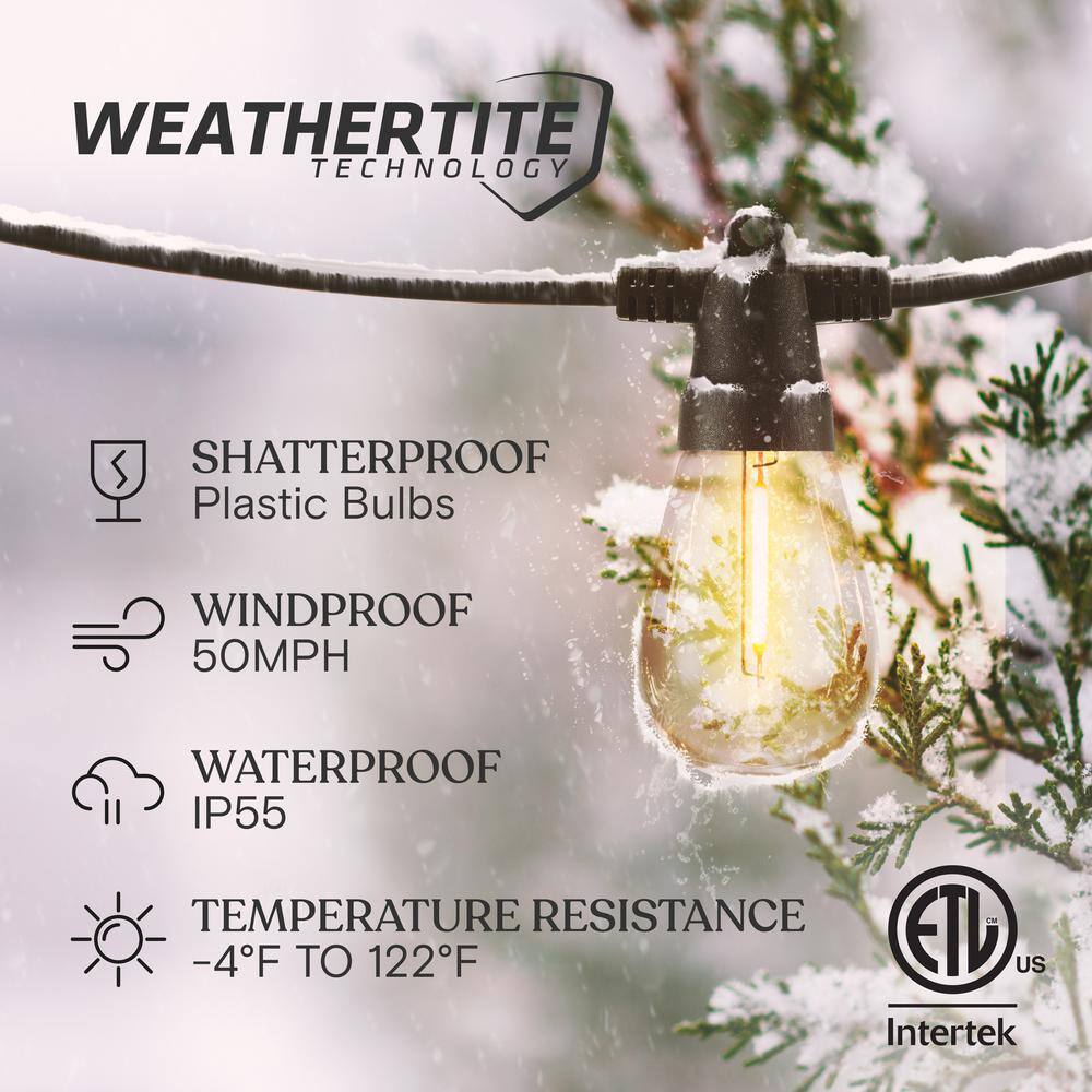 27ft Solar Powered Warm White LED Outdoor String Lights