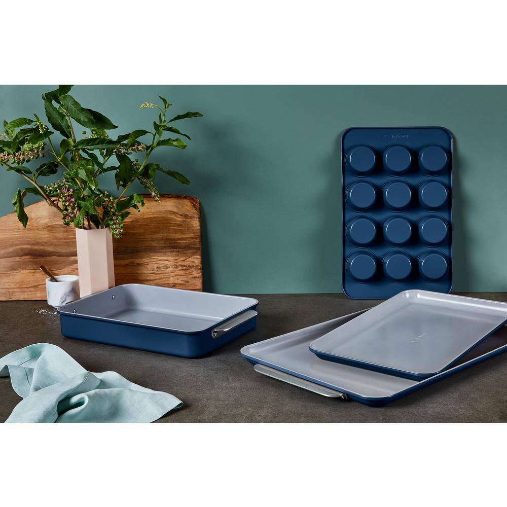 Navy and Gray Nonstick Ceramic 5-Piece Bakeware Set