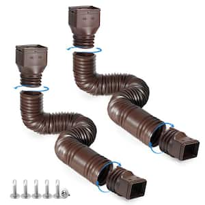 21 in. to 68 in. Flexible Brown Plastic (PE) Rain Gutter Downspout Extensions (2-Pack)