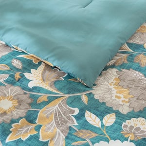 Larkspur 5-Piece Charleston Teal Cotton Full/Queen Comforter Set