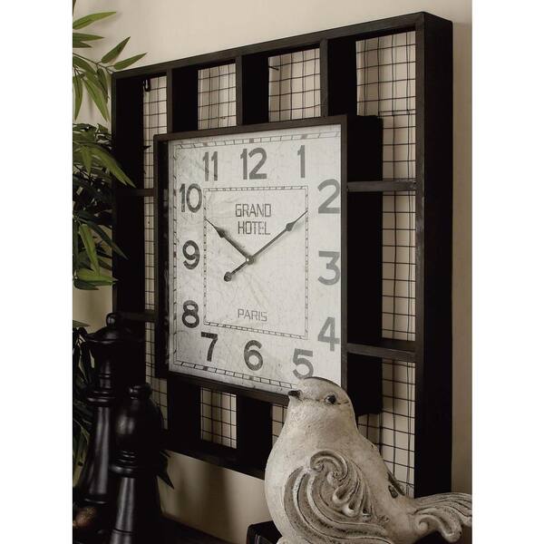 Litton Lane 28 in. x 28 in. Farmhouse Squares and Mesh Square Wall Clock