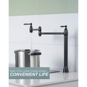 Contemporary Deck Mount Pot Filler Faucet with 2-Handle in Oil Rubbed Bronze