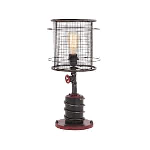 21 in. Red Metal Industrial Inspired Task and Reading Table Lamp with Wire Caged Lampshade (Set of 2)