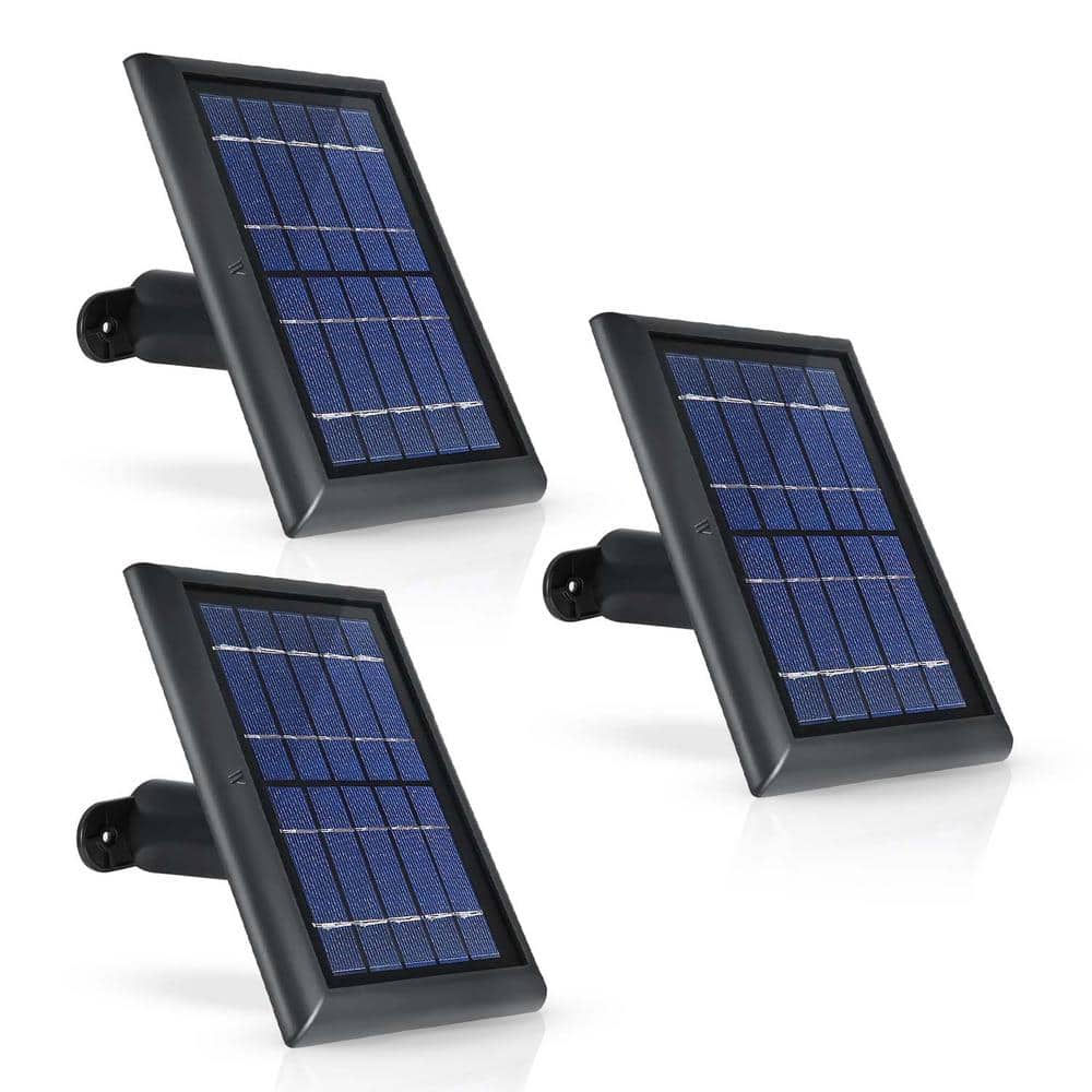Wasserstein 2-Watt 5-Volt Black Solar Panel for Wyze Cam Outdoor - Power Your Surveillance Camera Continuously (3-Pack)