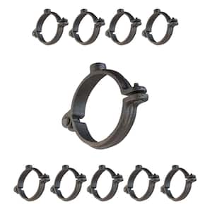 1/2 in. Hinged Split Ring Pipe Hanger, Malleable Iron Clamp with 3/8 in. Rod Fitting, for Suspending Tubing (10-Pack)