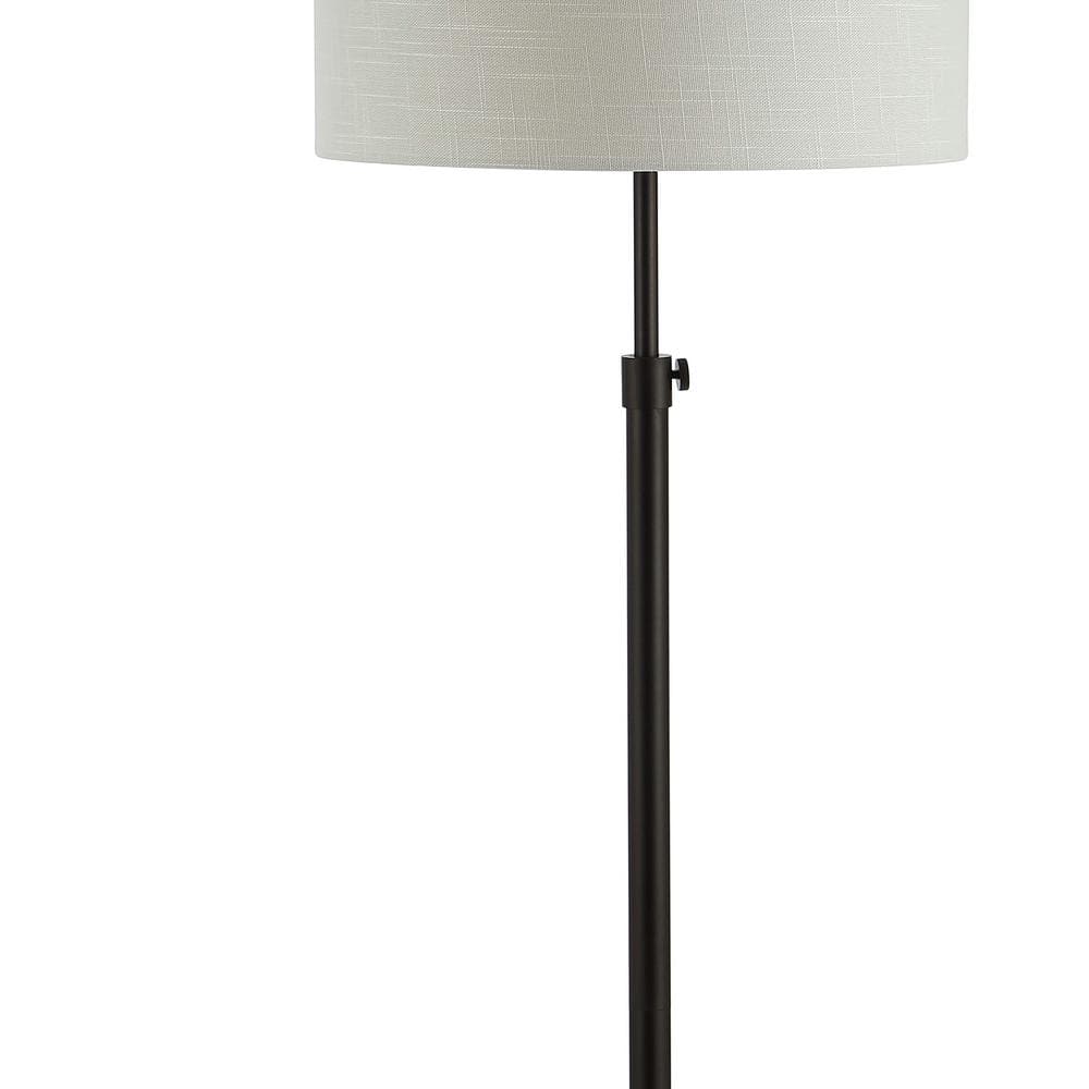 June Contemporary Adjustable 66" Oil-Rubbed Bronze Floor Lamp with White Linen Shade