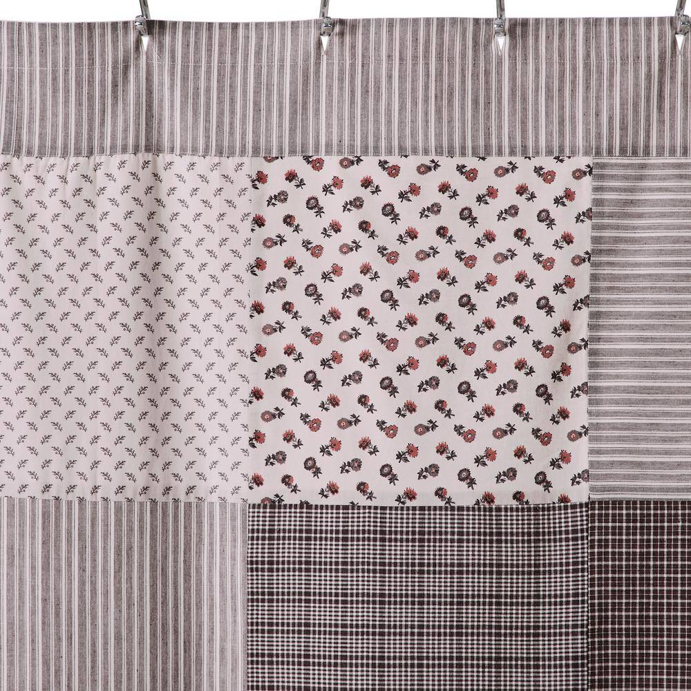 Florette Patchwork Brown and White Fabric Shower Curtain 72x72