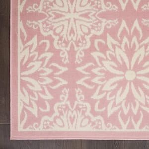 Pink 5 ft. x 7 ft. Floral Power Loom Area Rug