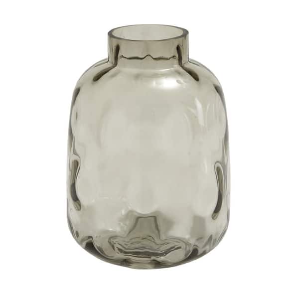 Litton Lane 11 in. Gray Glass Decorative Vase with Bubble Texture