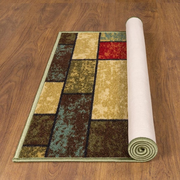 Ottomanson Classics Non-Slip Rubberback Boxes 2x3 Indoor Area Rug/Entryway  Mat, 2'3 x 3', Multicolor 