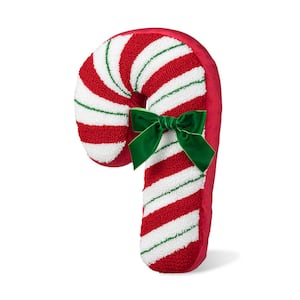 15.75 in. H Hooked Christmas Candy Cane Shaped Pillow
