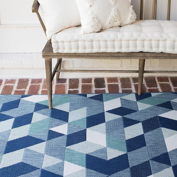 Felix Blue 8 ft. x 10 ft. Indoor/Outdoor Area Rug