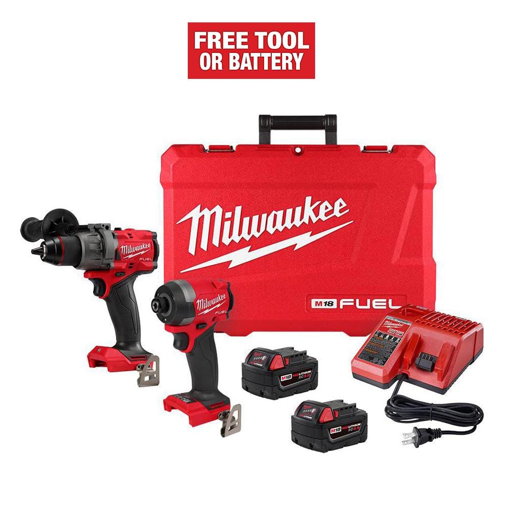 Milwaukee M18 FUEL 18V Lithium Ion Brushless Cordless Hammer Drill and Impact Driver Combo Kit 2 Tool with 2 Batteries 3697 22 The Home Depot