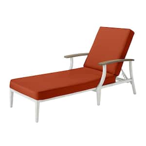 Marina Point White Steel Outdoor Patio Chaise Lounge with CushionGuard Quarry Red Cushions