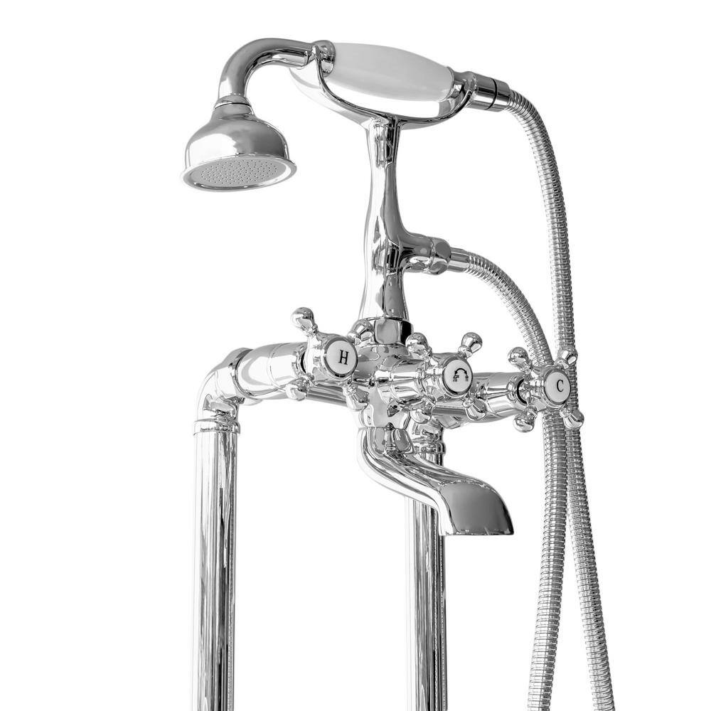 Polished Chrome Victorian Freestanding Tub Filler with Hand Shower