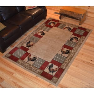 American Destination Ivory Barnyard Country Multi-Color 5 ft. x 8 ft. Area Rug