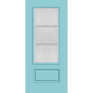 36 in. x 80 in. 3/4 Lite Eastfield Decorative Glass Caribbean Blue Fiberglass Front Door Slab