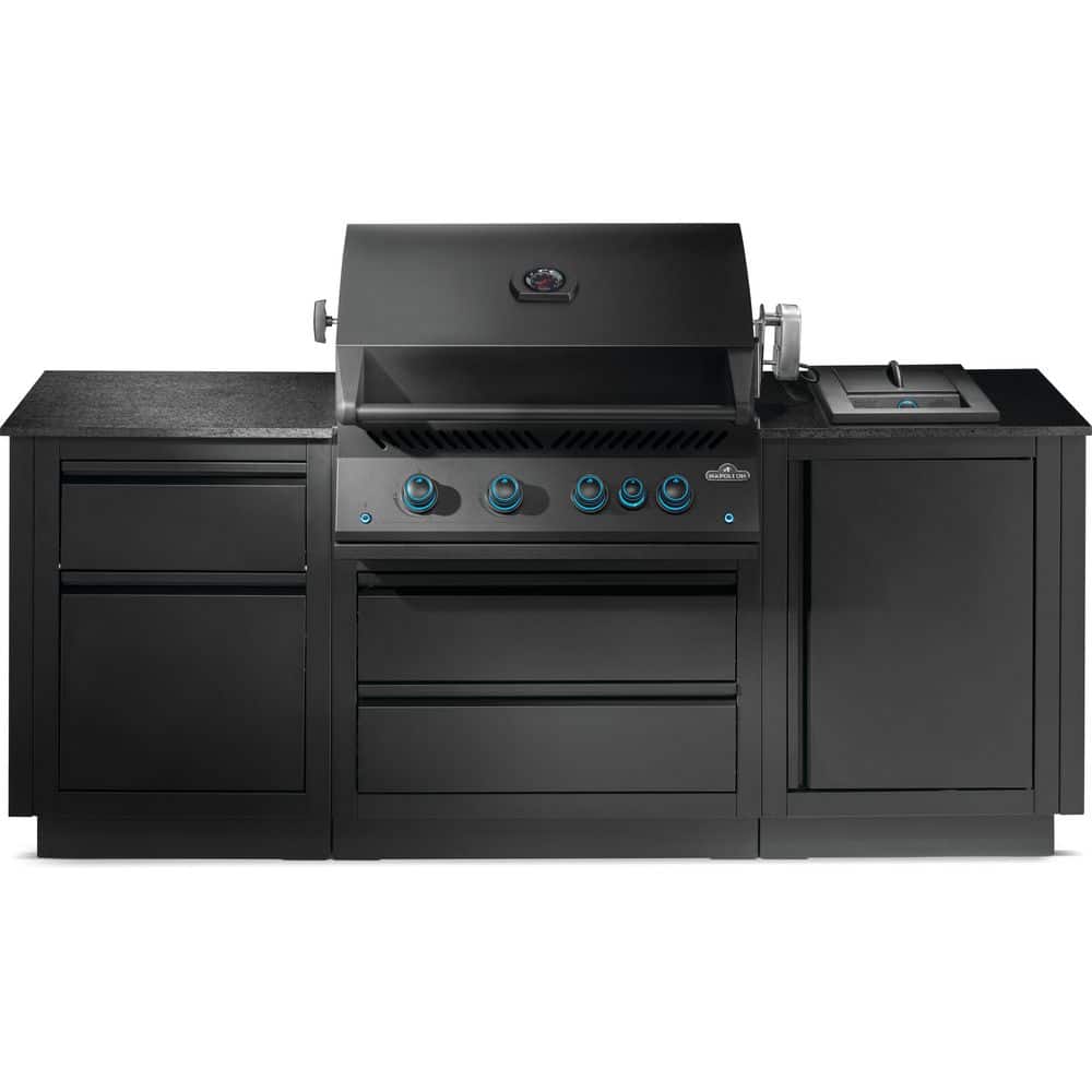 Oasis 300 Bundle 4 Burner Built-In 700 Series 32 with Infrared Rear Burner Natural Gas Grill in Matte Black
