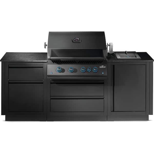 Oasis 300 Bundle 4 Burner Built-In 700 Series 32 with Infrared Rear Burner Propane Gas Grill in Matte Black