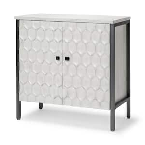 Savannah I 31.5L x 15.7W x 31.5H White Wood and Iron Two Door Accent Cabinet