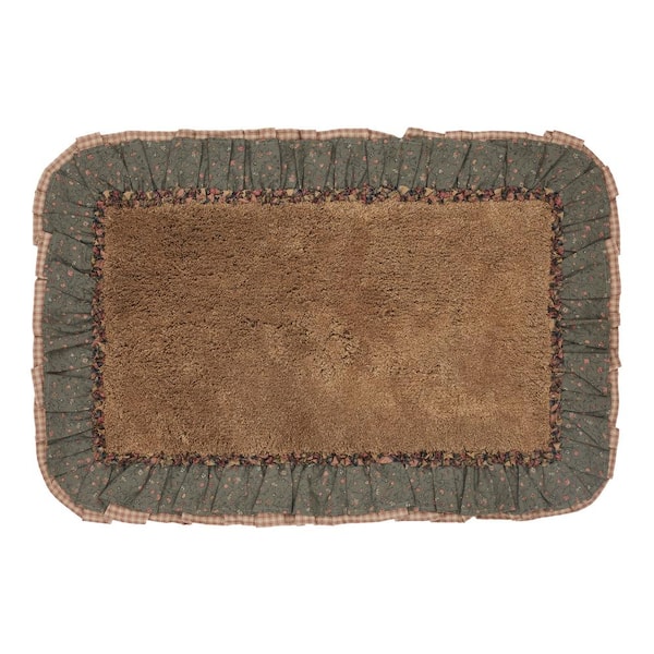 Crosswoods 20 in. x 30 in. Khaki Olive Russet Primitive Bathmat