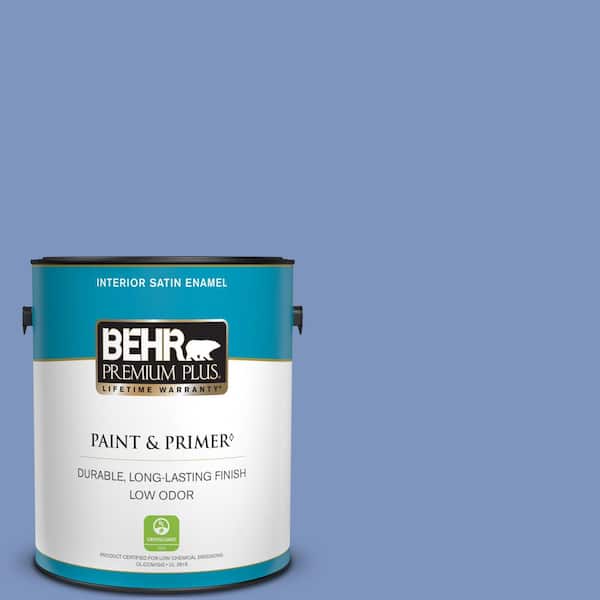 BEHR PREMIUM PLUS 1 gal. #M540-5 Blue Satin Satin Enamel Low Odor Interior Paint & Primer