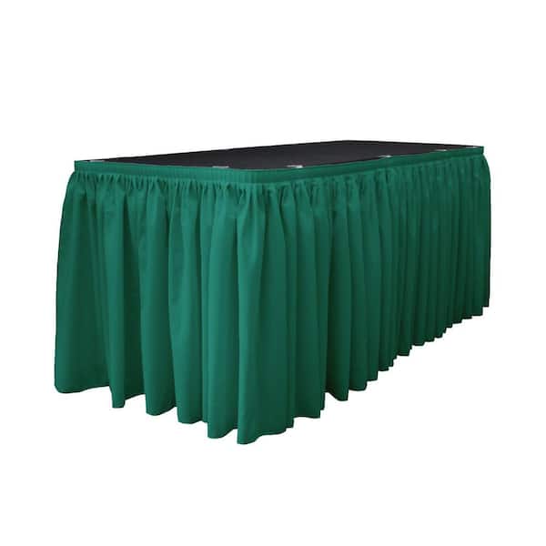 LA Linen 14 ft. x 29 in. Long Teal Polyester Poplin Table Skirt with 10 L-Clips