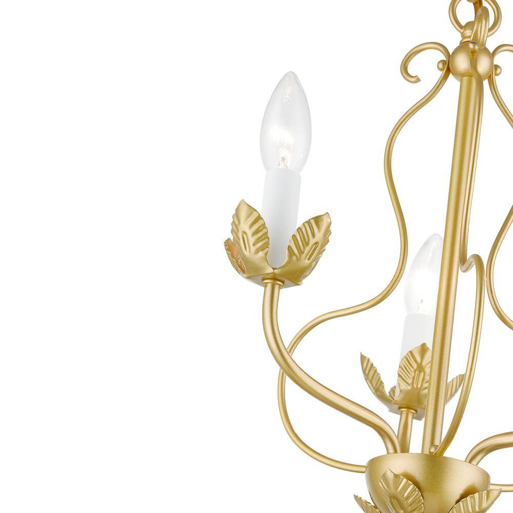 Mini Brass 3-Light Candle Chandelier in Soft Gold