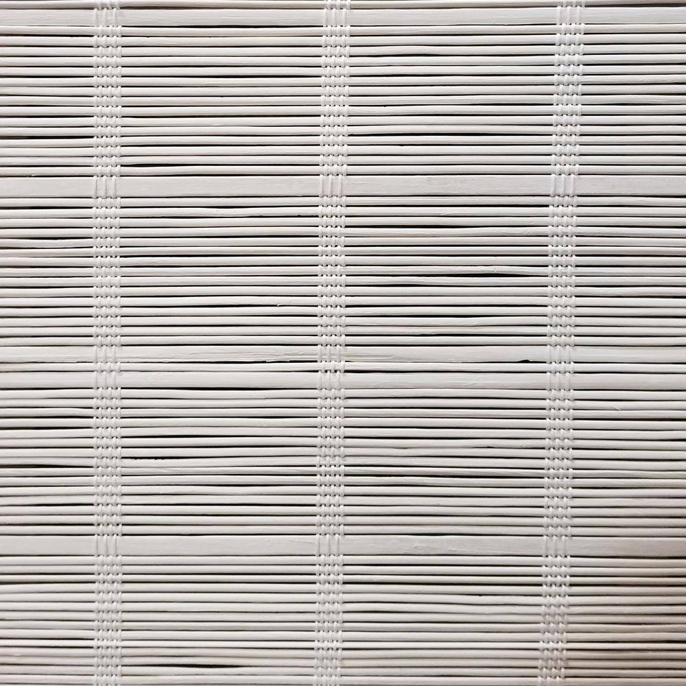 Cordless White Bamboo Roman Shades 46 in.