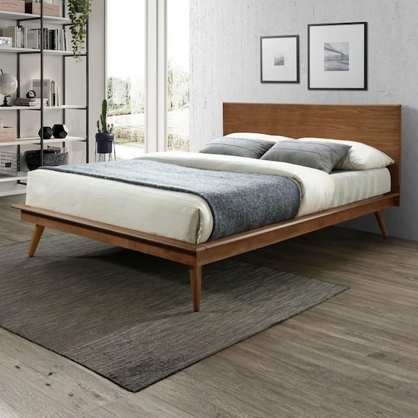 Patience Modern Brown Wood Frame Queen Size Platform Bed