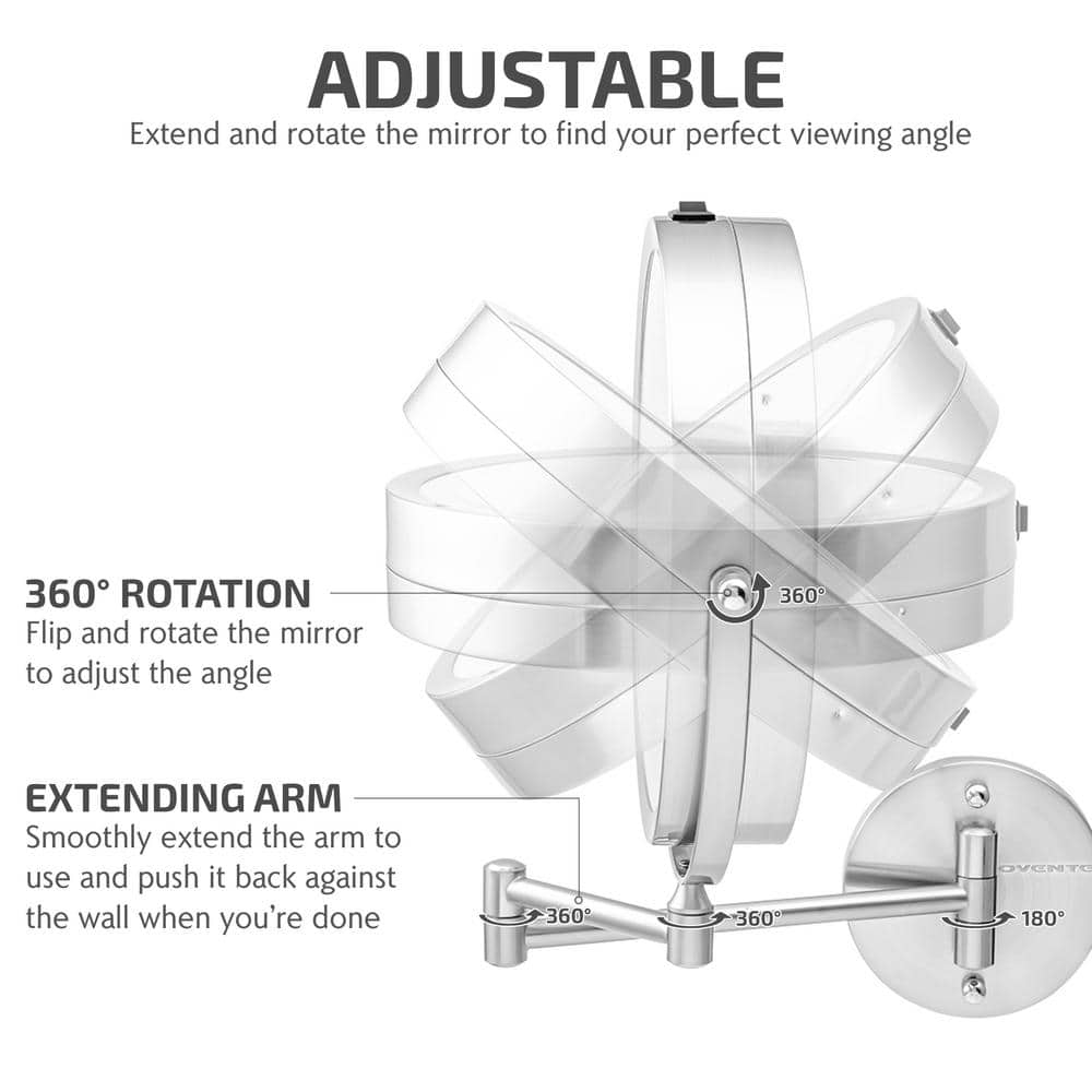Nickel Brushed Round LED Wall Mounted Magnifying Mirror