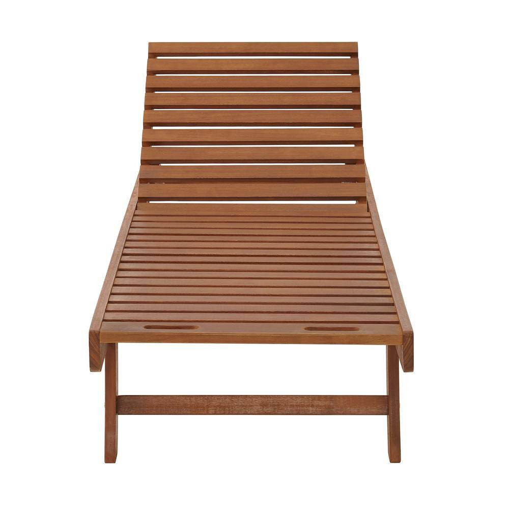 Caspian Eucalyptus Wood Outdoor Reclining Chaise Lounge Set